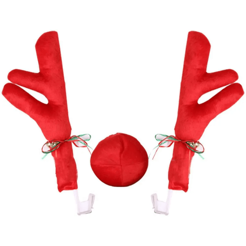 Large Reindeer Christmas Decor Car Vehicle Nose Horn Costume Set
