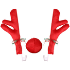 Large Reindeer Christmas Decor Car Vehicle Nose Horn Costume Set