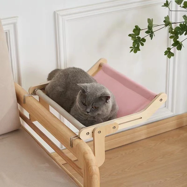 Hot Selling Hammock Sturdy Cat Window Perch Wooden Assembly Hanging Bed Cotton Canvas Easy Washable Multi-Ply Plywood Pets Bed