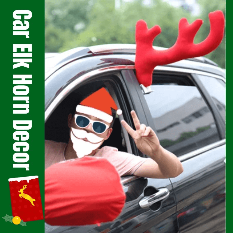 Large Reindeer Christmas Decor Car Vehicle Nose Horn Costume Set