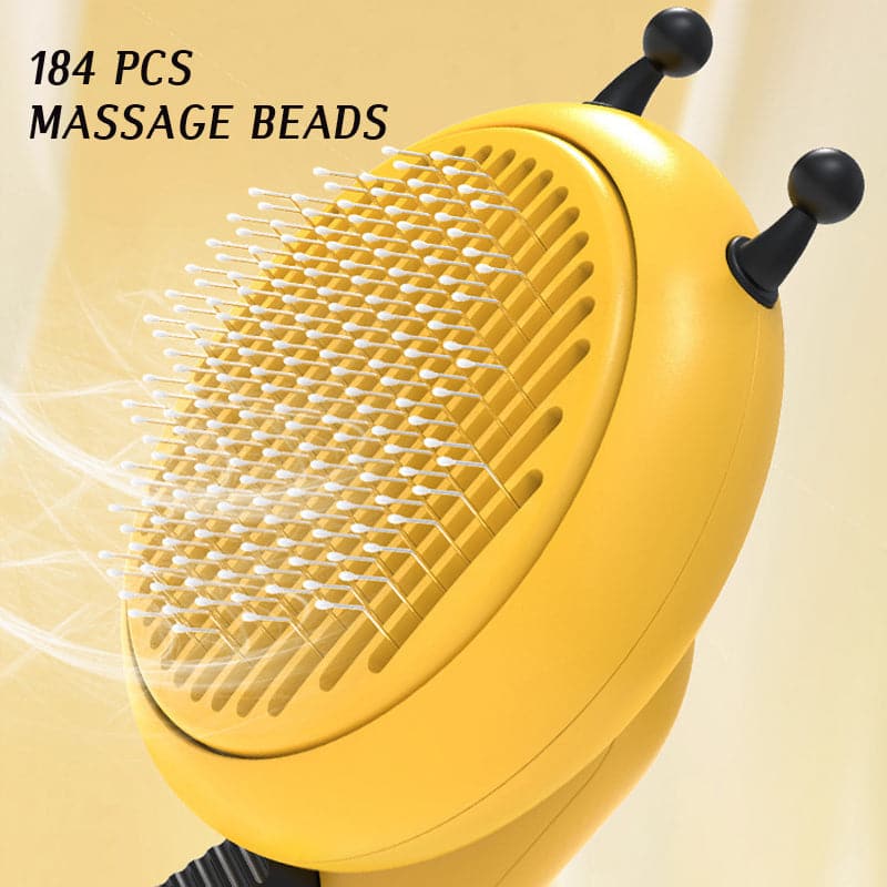 Bee Pet Brush Self Cleaning Slicker Brush for Dog Cat Grooming Comb Removes Loose Under layers Tangled Hair