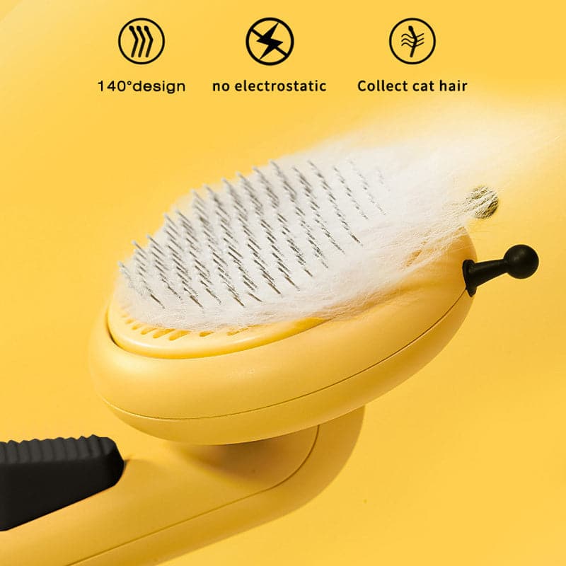 Bee Pet Brush Self Cleaning Slicker Brush for Dog Cat Grooming Comb Removes Loose Under layers Tangled Hair