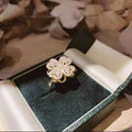 Ring Clover Lucky Guardian Jewelry Light Luxury Diamond Opening Fashion Rotating Flower Rings