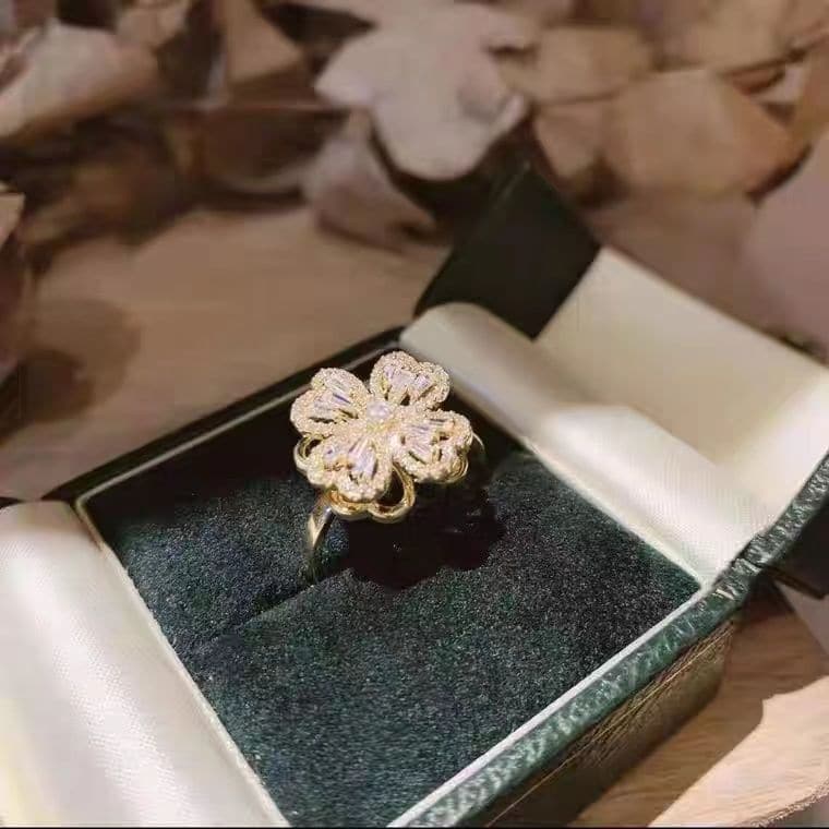 Ring Clover Lucky Guardian Jewelry Light Luxury Diamond Opening Fashion Rotating Flower Rings