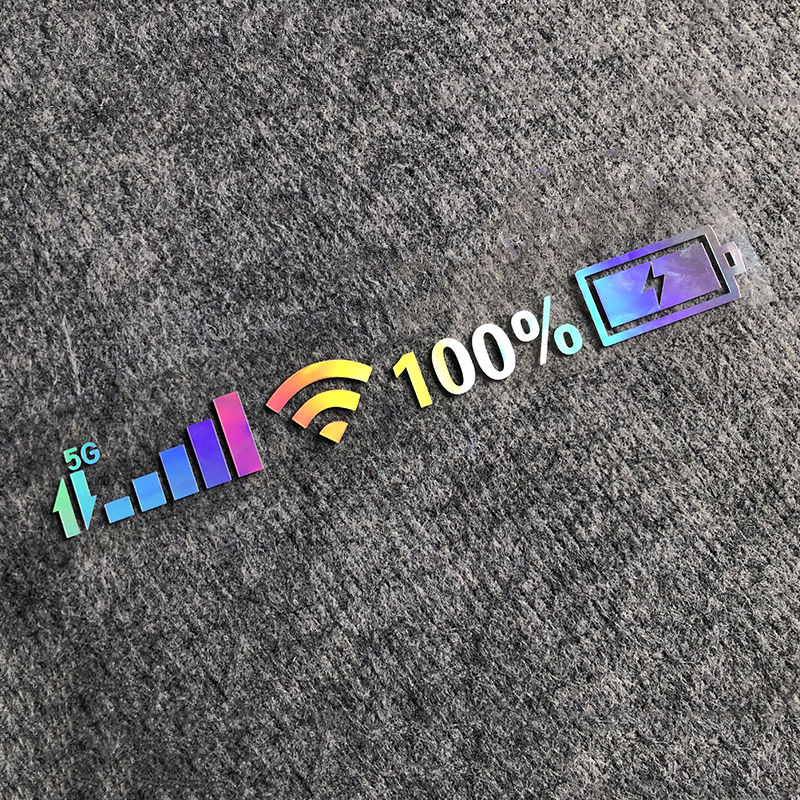 Car Vinyl Stickers Wifi Battery Level Mark Decals Car Rear Windshield Body Car Funny Sticker Silver White Reflective Type