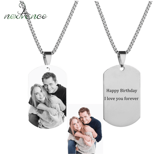 Stainless Steel Personalized Engraved Necklace Custom Photo Name Pendant Necklaces For Children Birthday Gift