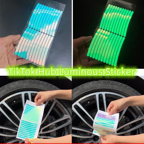 Luminous Tire Anti-collision Sticker Auto Wheel Hub Reflective Colorful Personalized Creative Motorcycle Electric Car Stickers