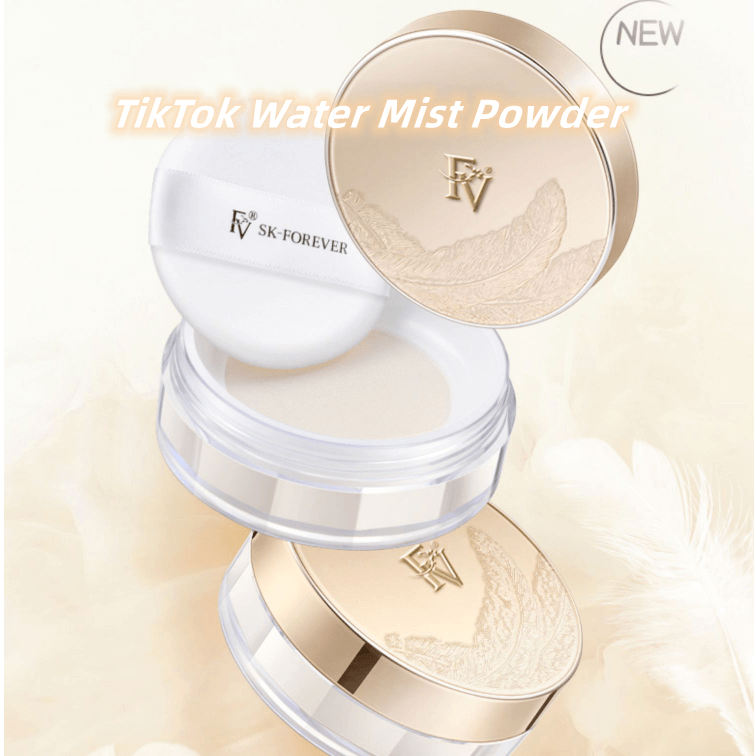 TikTok Loose Powder with Puff Mineral Waterproof Matte Setting Powder Finish Makeup Oil-control Professional Cosmetics for Women