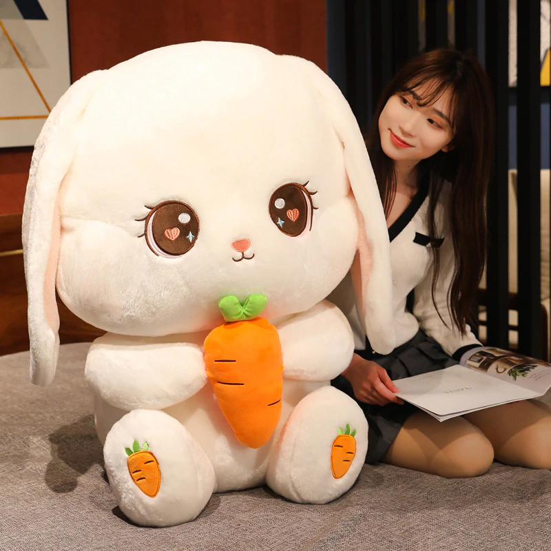 Cute Rabbit Holding Carrot Plush Toys Stuffed Soft Animal Pillow Lovely Dolls for Children