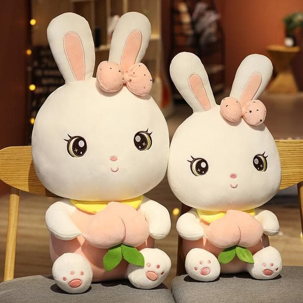 li Lovely Rabbit Holding Li Peach Plush Toy Stuffed Bow-knot Bunny Plush Doll Kids Baby Sleeping Pillow Child Gift