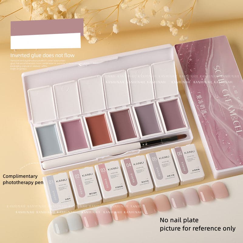 Solid Nail Polish Glue 6 Colors 2023 Cream Solid Phototherapy Glue Nude Glue