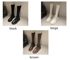 Women's Rubber Boots Female Shoes Thigh High Heels Round Toe Boots