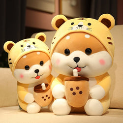 li Cute Milk Tea Corgi Stuffed Toy Rag Doll Tiger Mascot Throw Pillow Gift