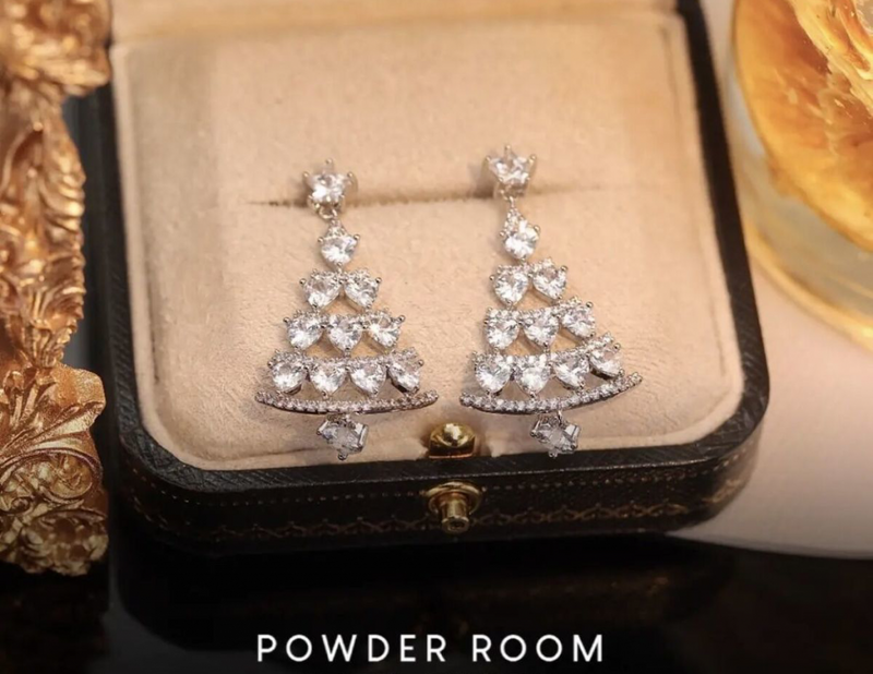Christmas Tree Earrings Silver Needle High Sense Light Luxury