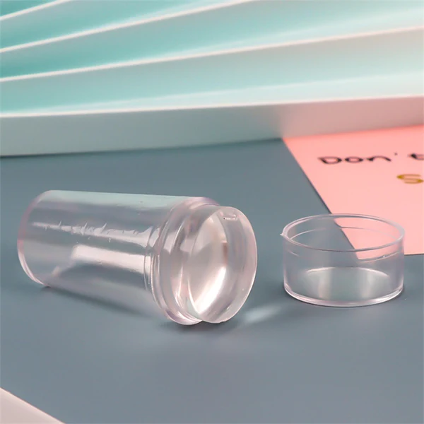 Transparent Nail Stamper with Scraper 2pcs Jelly Silicone Stamp