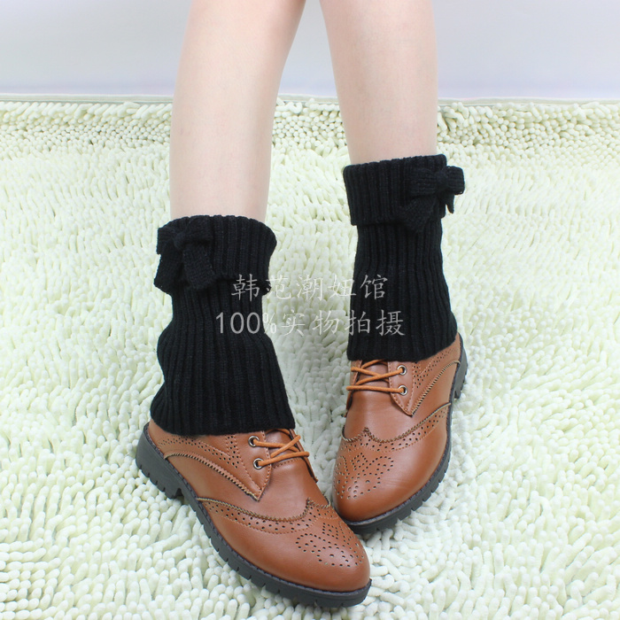 Winter Bowknot Knitting Leg Warmers Boot Cover Keep Warm Socks