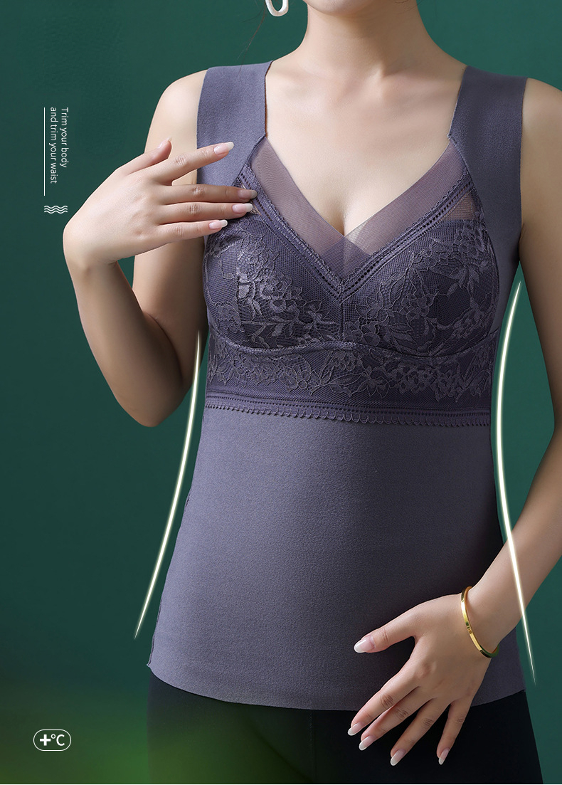 Thermal Lace Underwear Warm Plus Size Vest Top Lingerie Women Winter Inner Wear Thermal Shirt Undershirt Intimate