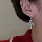 Christmas Tree Earrings Silver Needle High Sense Light Luxury