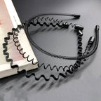 Black Metal Wavy Headband Sport Hoops Bangs Holder