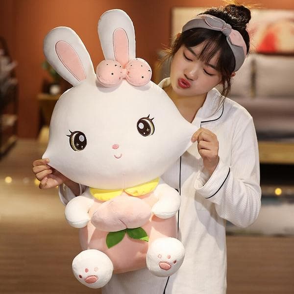 li Lovely Rabbit Holding Li Peach Plush Toy Stuffed Bow-knot Bunny Plush Doll Kids Baby Sleeping Pillow Child Gift