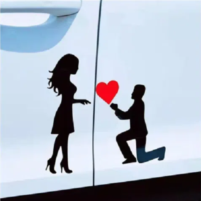 Love Proposal Car Sticker Couples Express Creative Personality Sticker Body Scratches Cover Rear Glass Decoration
