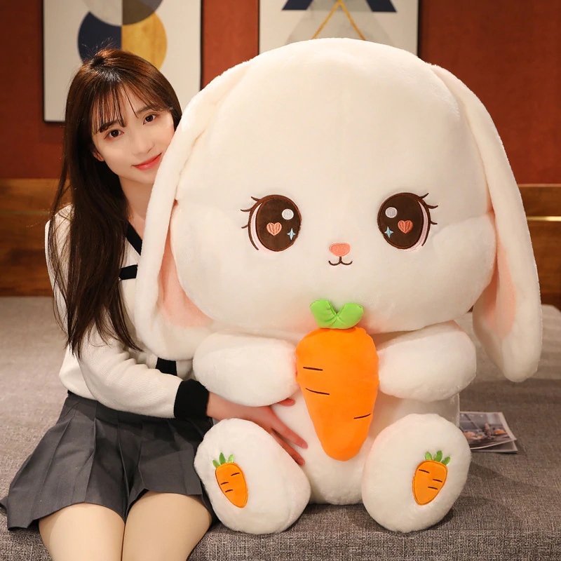 Cute Rabbit Holding Carrot Plush Toys Stuffed Soft Animal Pillow Lovely Dolls