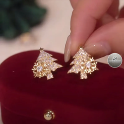 Rotating Snowflake Christmas Tree Earrings Non-fading Silver Needles