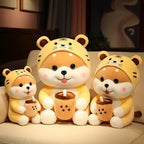 li Cute Milk Tea Corgi Stuffed Toy Rag Doll Tiger Mascot Throw Pillow Gift