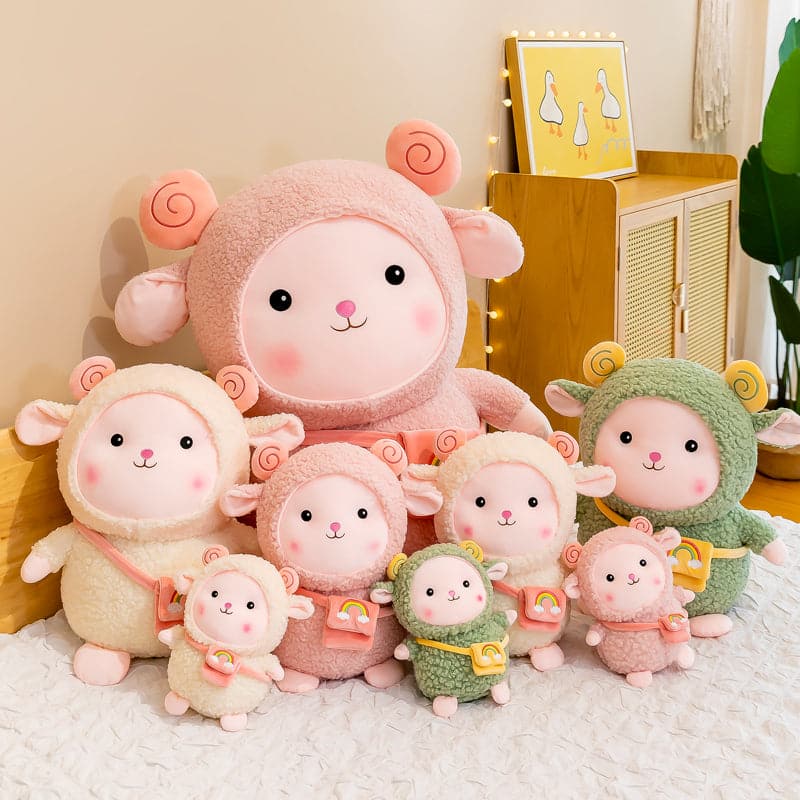 Backpack Little White Sheep Doll Cute Animals Plush Toys Home Decor
