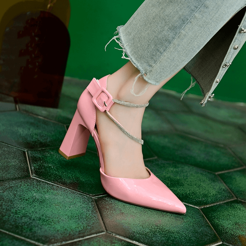 Banquet Women's Shoes 2023 Spring Summer New Chunky Heels