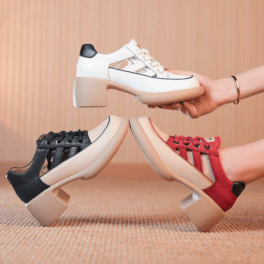 Leather Sandals Thick Soles Non-slip Soft Soles Thick Heels