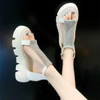Rhinestone Platform Sandals Women's Summer 2023 Fashion Casual Sponge Cake Beach Sandals