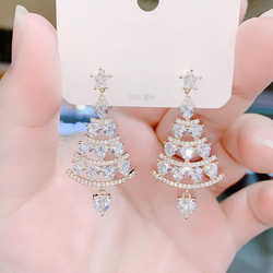 Christmas Tree Earrings Silver Needle High Sense Light Luxury