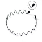 Black Metal Wavy Headband Sport Hoops Bangs Holder