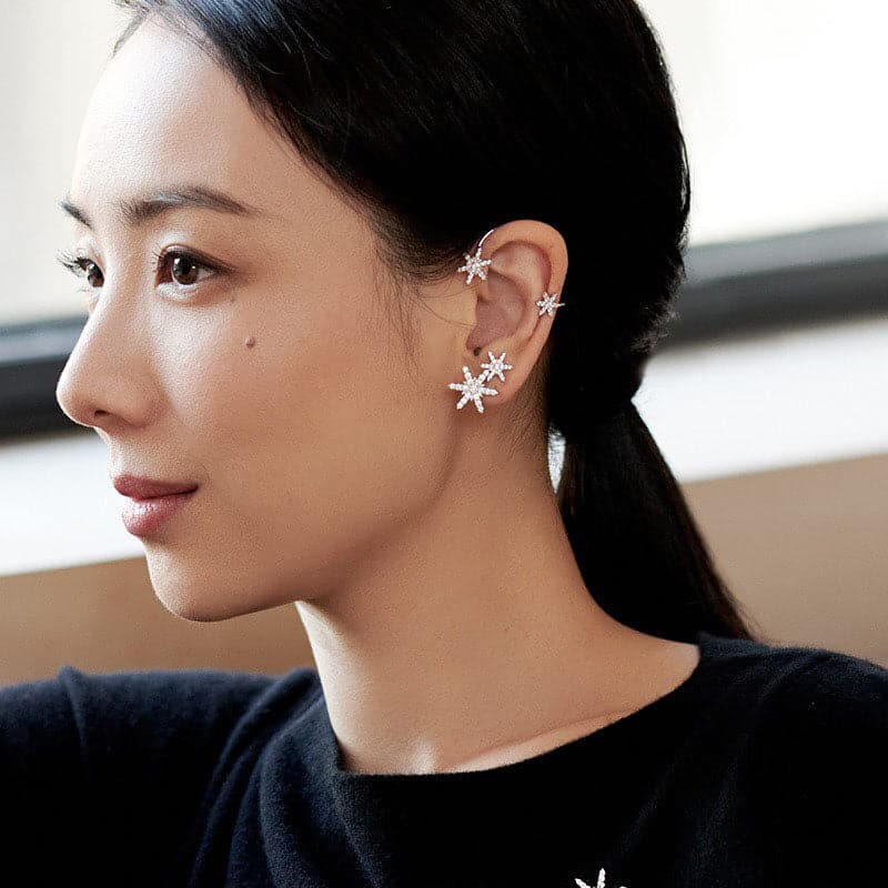 Trendy Bohemian No Piercing Crystal Rhinestone Ear Cuff Earrings for Women Wrap Stud Clip Earrings Girl Earrings Jewelry