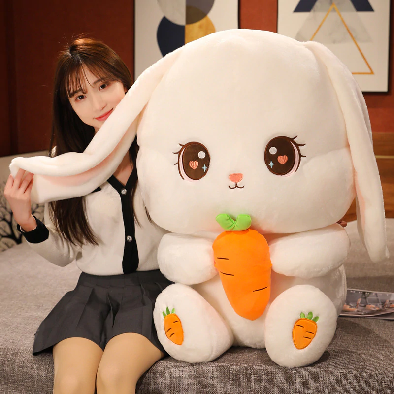 Cute Rabbit Holding Carrot Plush Toys Stuffed Soft Animal Pillow Lovely Dolls for Children