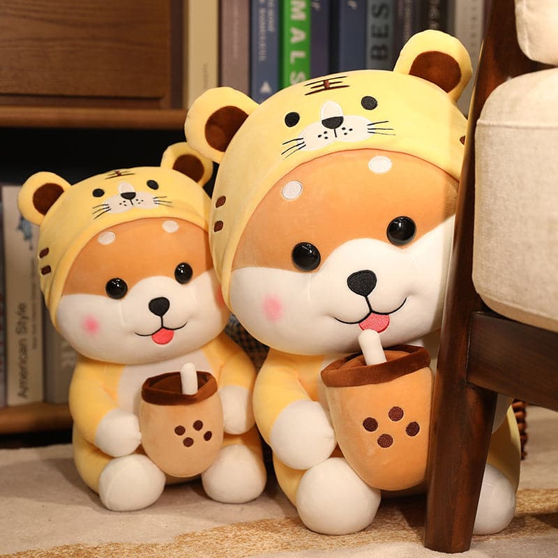 Cute Milk Tea Corgi Stuffed Toy Rag Doll Tiger Mascot Throw Pillow Gift