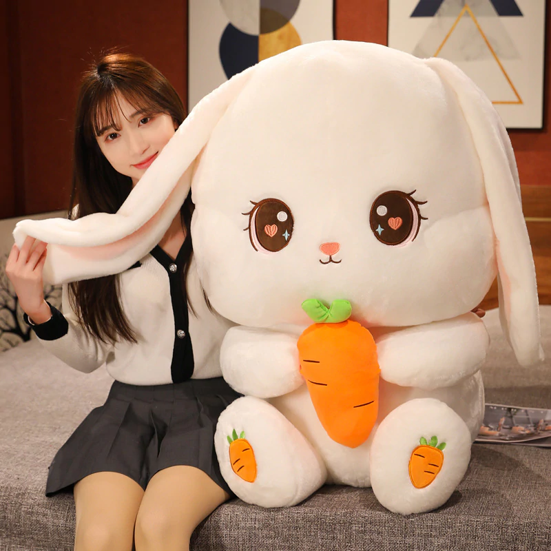 Cute Rabbit Holding Carrot Plush Toys Stuffed Soft Animal Pillow Lovely Dolls