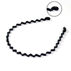 Black Metal Wavy Headband Sport Hoops Bangs Holder