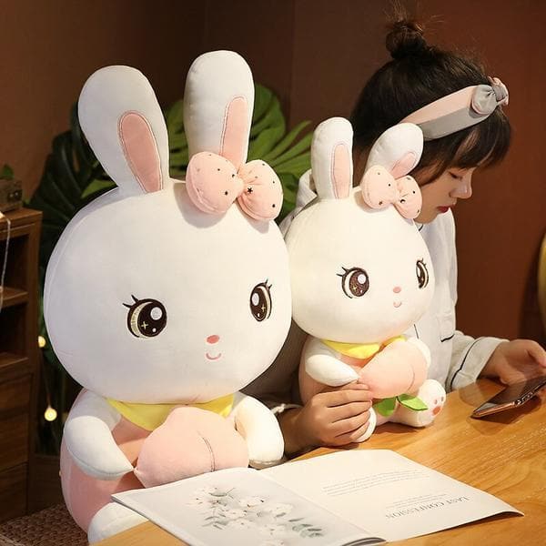 li Lovely Rabbit Holding Li Peach Plush Toy Stuffed Bow-knot Bunny Plush Doll Kids Baby Sleeping Pillow Child Gift