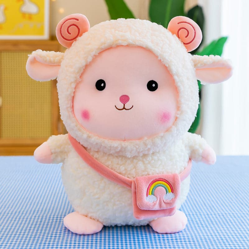 Backpack Little White Sheep Doll Cute Animals Plush Toys Home Decor