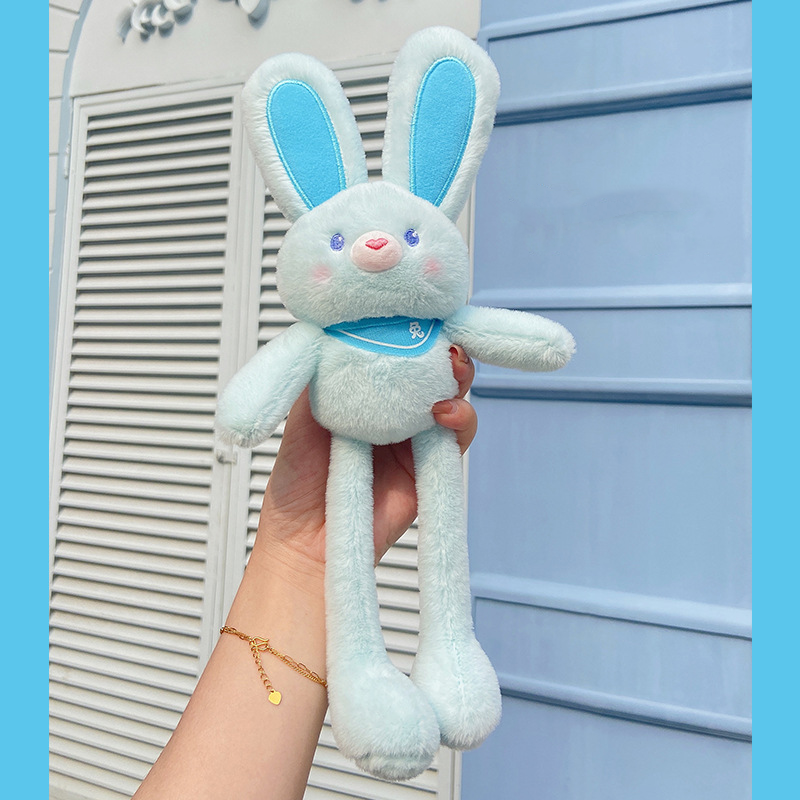 New Pulling Rabbit Plush Doll Key Chain Soft Stuffed Toys Car Keychains Schoolbag Pendant Gifts for Girl
