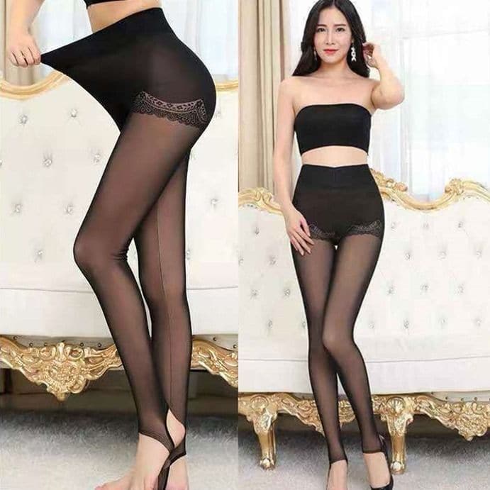 Fleece Large Size High Waist Slim Trousers Fake Flesh Printed Mesh High Elastic Leggings