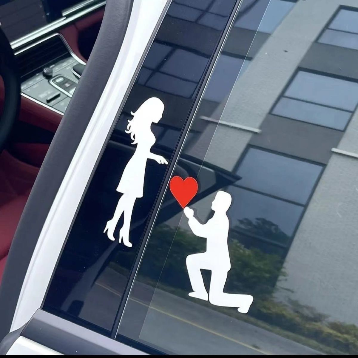 Love Proposal Car Sticker Couples Express Creative Personality Sticker Body Scratches Cover Rear Glass Decoration