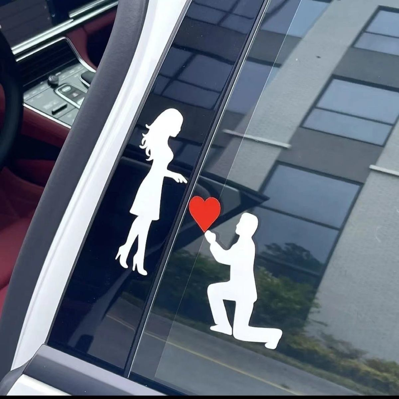 Love Proposal Car Sticker Couples Express Creative Personality Sticker Body Scratches Cover Rear Glass Decoration