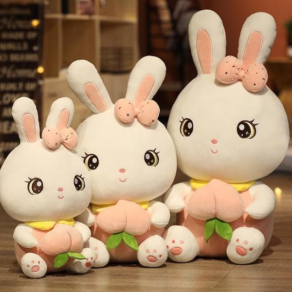 li Lovely Rabbit Holding Li Peach Plush Toy Stuffed Bow-knot Bunny Plush Doll Kids Baby Sleeping Pillow Child Gift