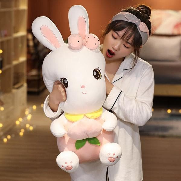 li Lovely Rabbit Holding Li Peach Plush Toy Stuffed Bow-knot Bunny Plush Doll Kids Baby Sleeping Pillow Child Gift