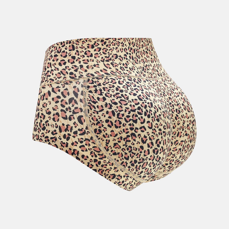 Hipster Leopard Women Panties Large Sizes High Waist Traceless Ice Silk Seamless Underwear