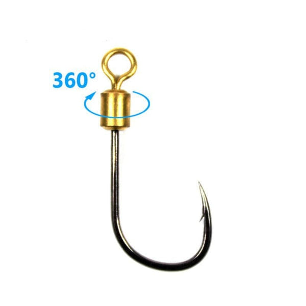 10pcs Rotating Fish Hook with Swivel High Carbon Steel Sharp Barbed for Bait Lure Carp Fishing Hooks