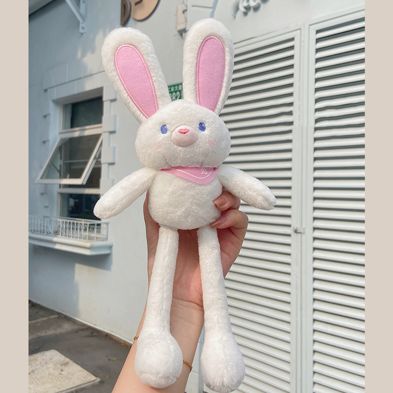 New Pulling Rabbit Plush Doll Key Chain Soft Stuffed Toys Car Keychains Schoolbag Pendant Gifts for Girl